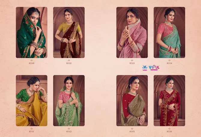 Saubhagyashree By Vipul Organza Party Wear Saree Wholesale In India